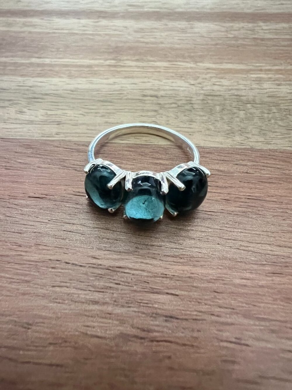 London Blue Topaz Art Deco Cluster Ring 9 1/2